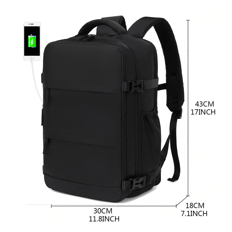 Mochila de Viagem Impermeável para Homens e Mulheres, Airline Aprovado Laptop Mochila Escolar com Compartimento de Sapato, 15.6"